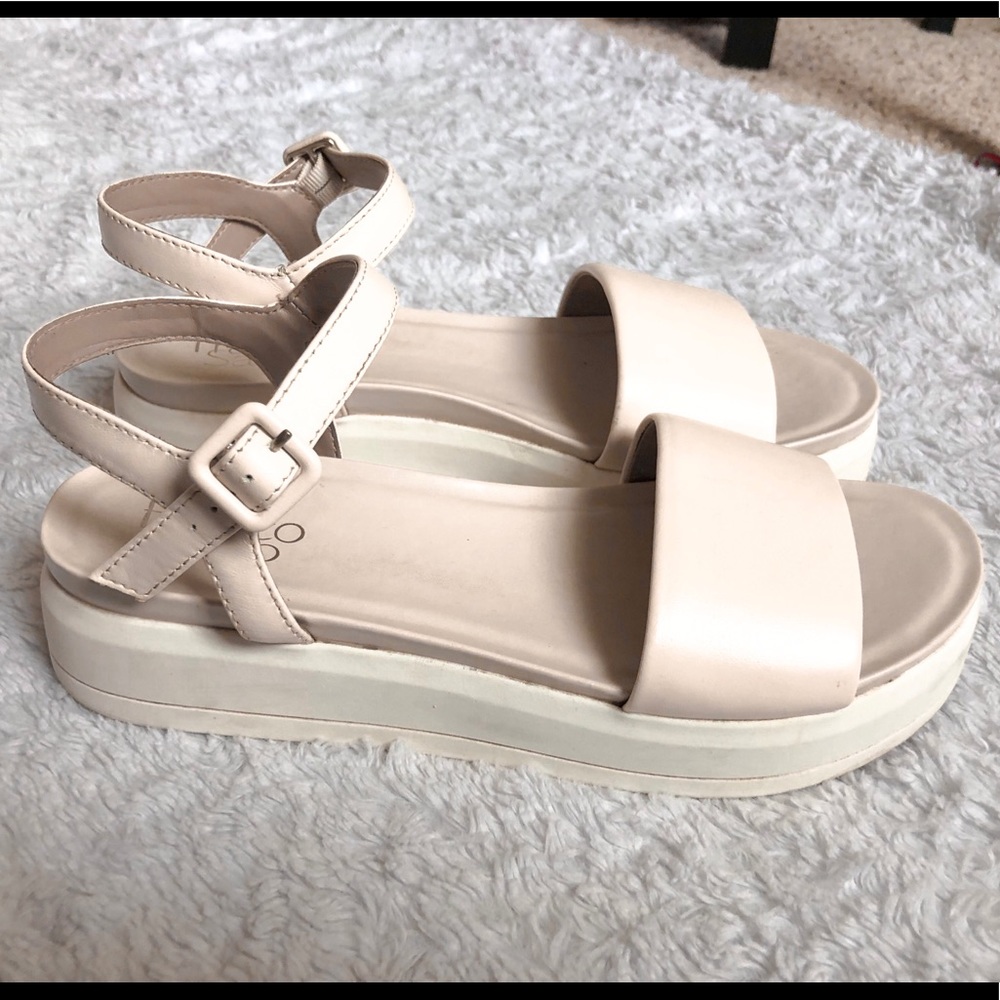 Cream and White Platform Sandals